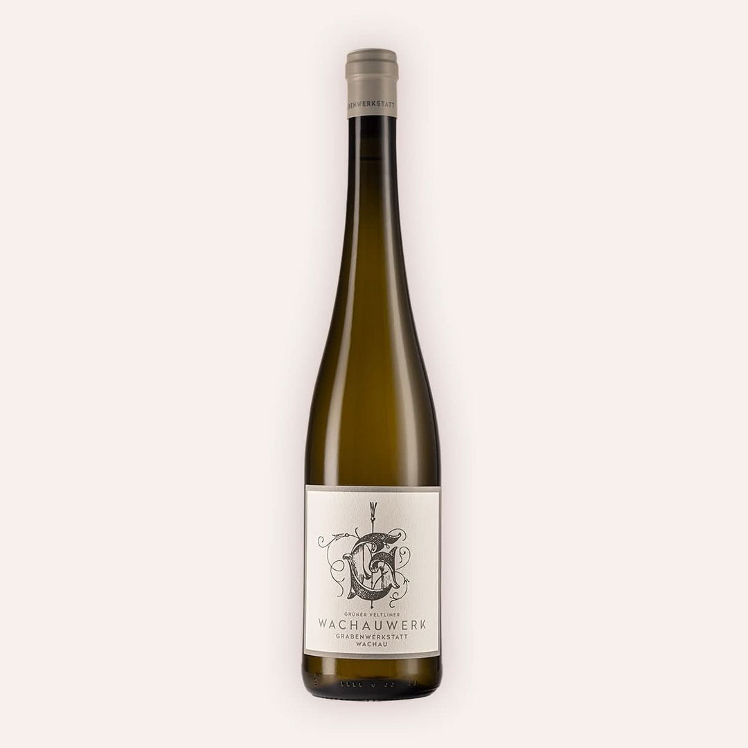 Eine 750 ml Flasche Grüner Veltliner Wachauwerk 2024vom Winzer Grabenwerkstatt aus der Wachau in Österreich.