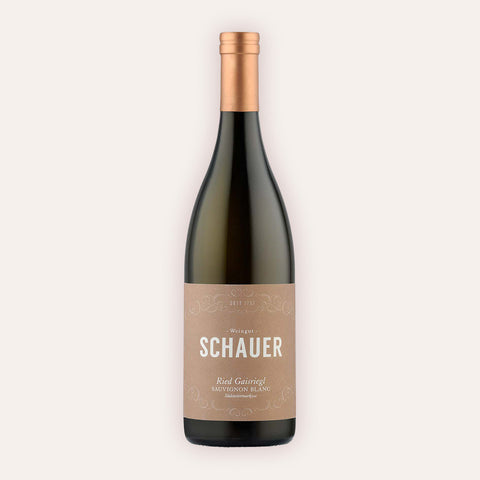 Eine 750 ml Flasche Sauvignon Blanc Ried Gaisriegl Südsteiermark DAC 2022 vom Winzer Schauer aus der Region Steiermark in Österreich.