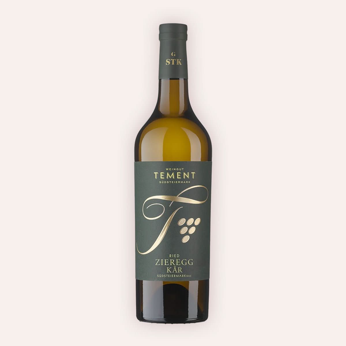 Eine 750 ml Flasche Sauvignon Blanc Ried ZIEREGG KÄR GSTK Biodyn 2022vom Winzer Tement aus der Südsteiermark in Österreich.