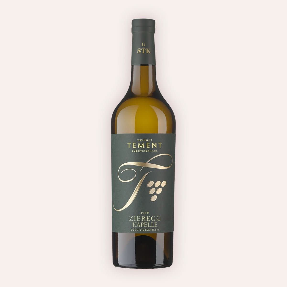 Eine 750 ml Flasche Sauvignon Blanc Ried Zieregg KAPELLE GSTK Biodyn 2022vom Winzer Tement aus der Südsteiermark in Österreich.