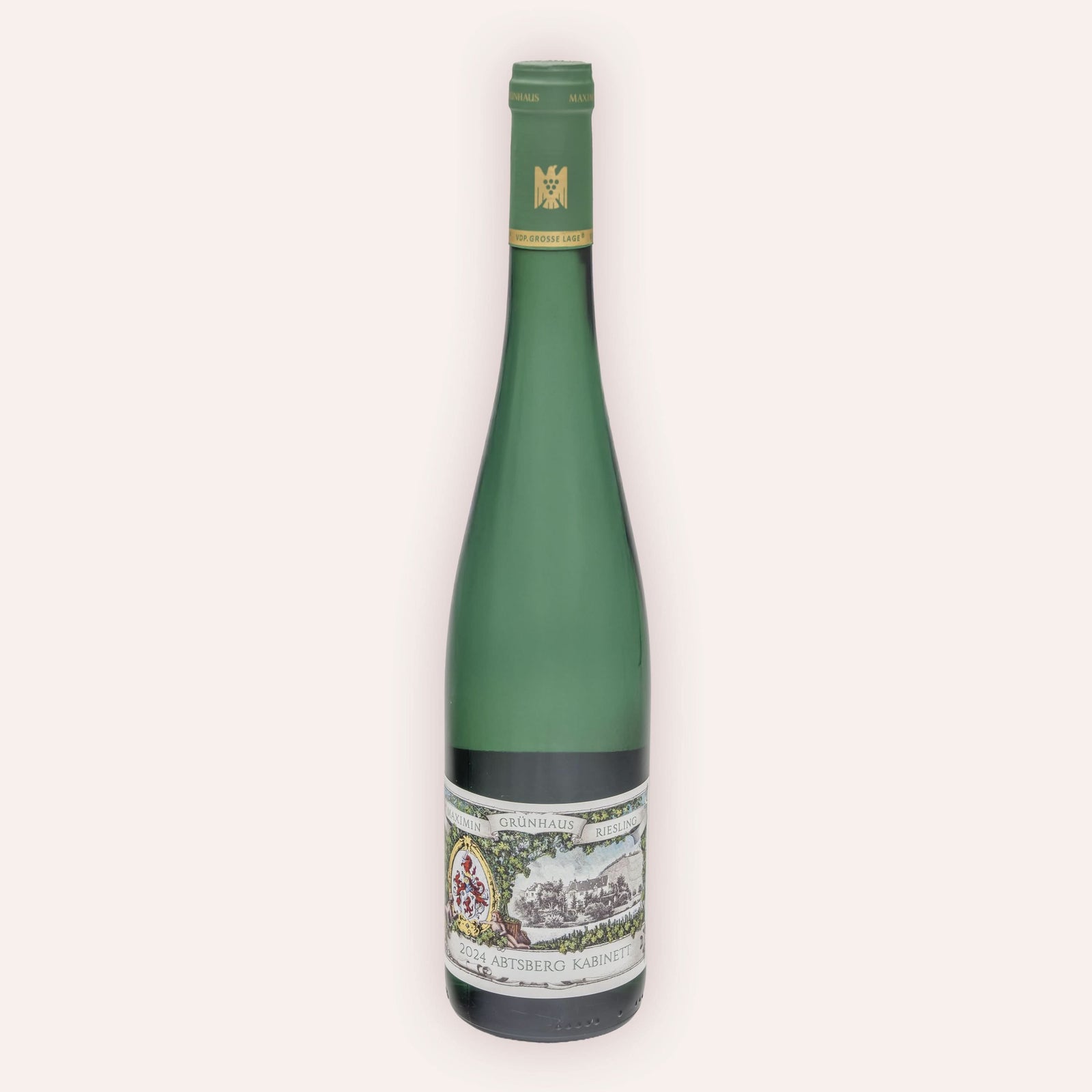 Eine 750 ml Flasche Riesling Kabinett Abtsberg 2024vom Winzer Maximin Grünhaus aus der Mertesdorf in Deutschland.