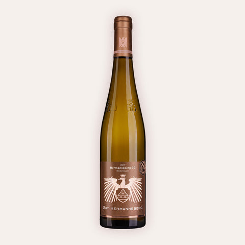 Eine 750 ml Flasche Riesling Hermannsberg Niederhausen GG RESERVE 2019vom Winzer Gut Hermannsberg aus der Nahetal in Deutschland.