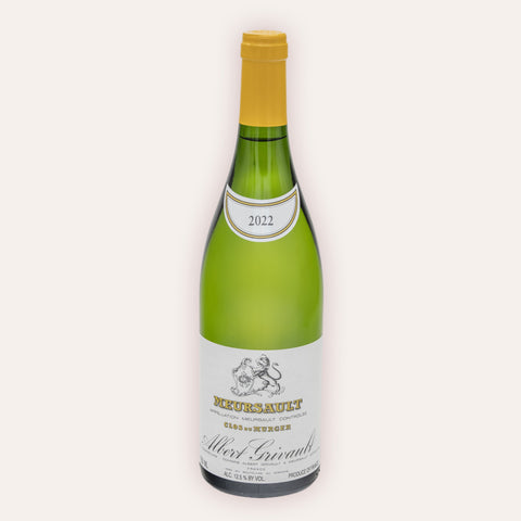 Eine 750 ml Flasche Meursault Clos Du Murger AC 2022vom Winzer Albert Grivault aus der Côte de Beaune in Frankreich.