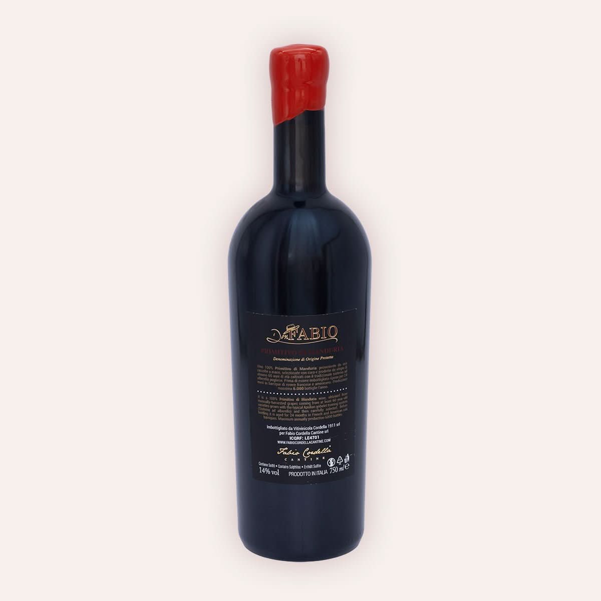 Fabio Cordella – "Don Fabio" Primitivo Di Manduria – Rückseite