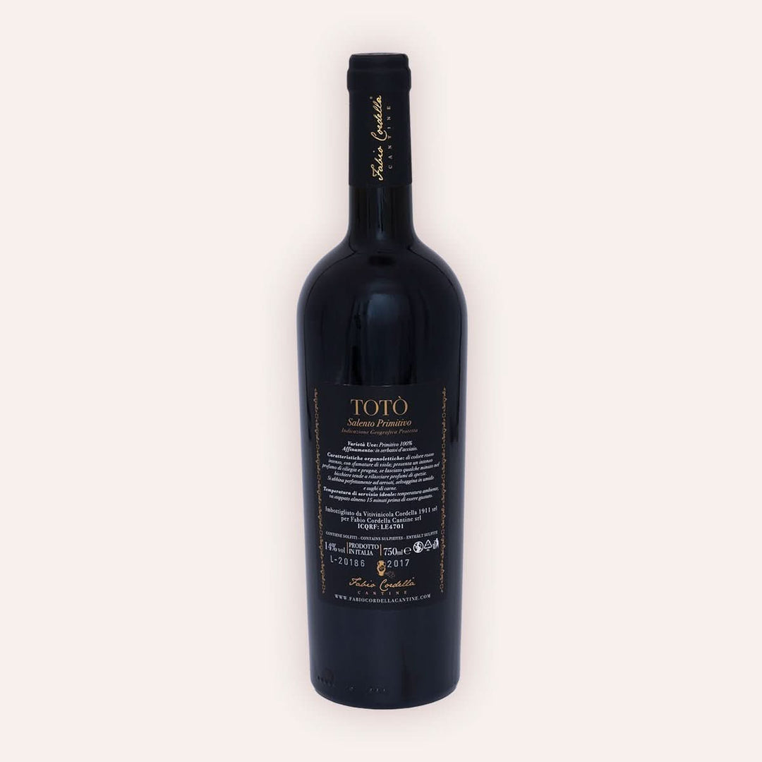 Fabio Cordella – "Toto" Salento Primitivo – Rückseite