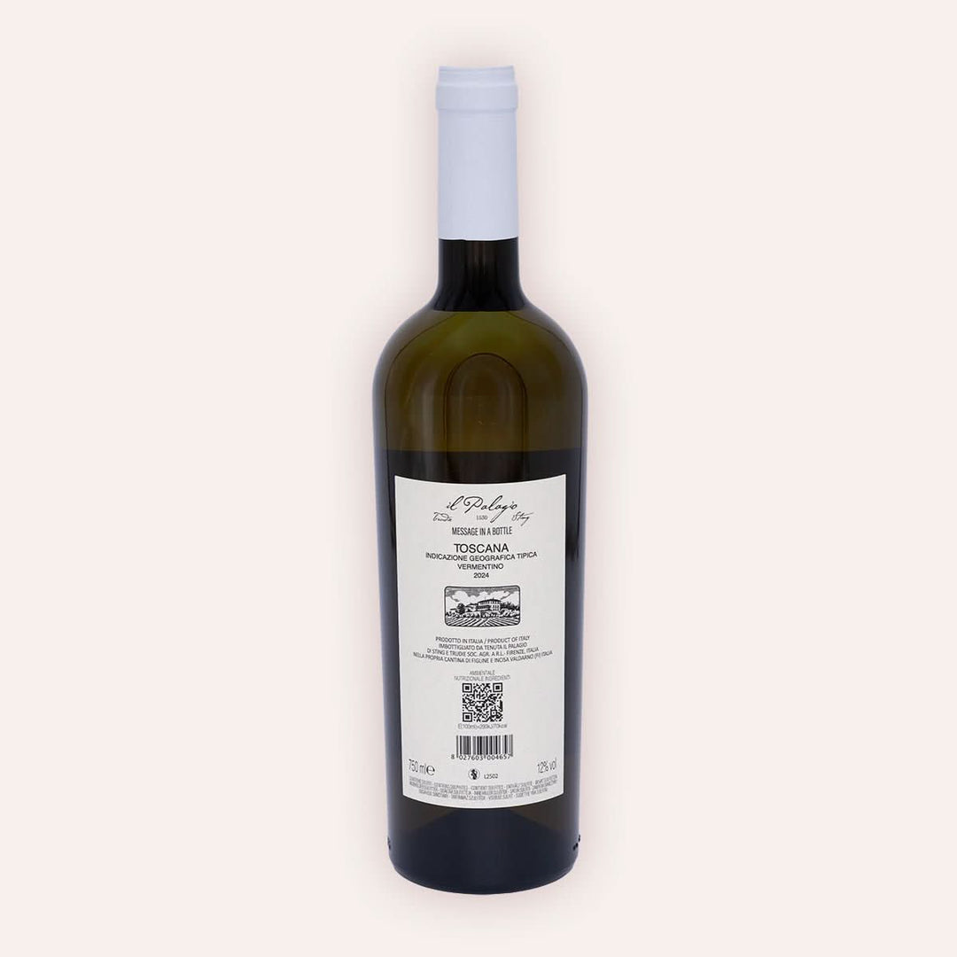 Tenuta Il Palagio | Sting – "Message in a Bottle" bianco Toscana IGT 2024 – Rückseite