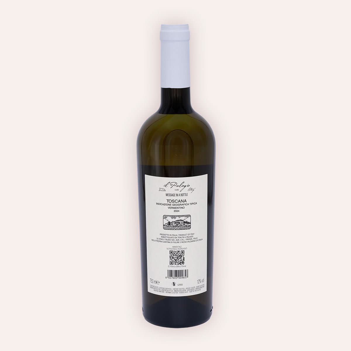Tenuta Il Palagio | Sting – "Message in a Bottle" bianco Toscana IGT 2024 – Rückseite