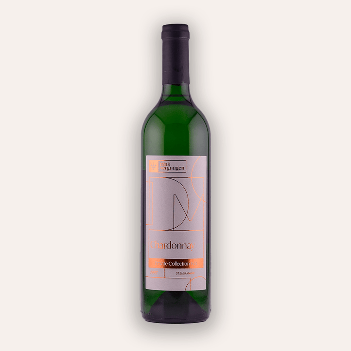 Weinflasche Trinkvergnügen Privatkollektion Steiermark – Chardonnay Reserve 1997 – österreichische Privatkollektion, goldenes Etikett