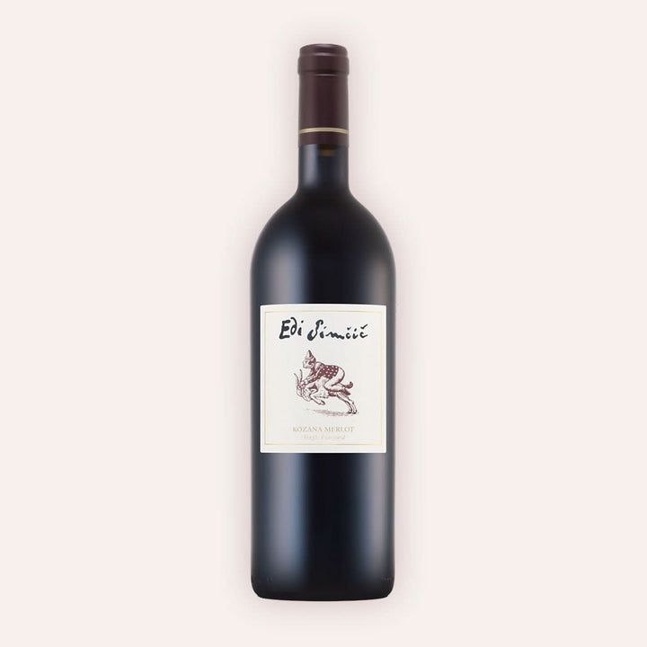 Eine 750 ml Flasche Merlot BRDA Kozana single vineyard 2019vom Winzer Edi Simčič aus der Vipava-Tal in Slowenien.