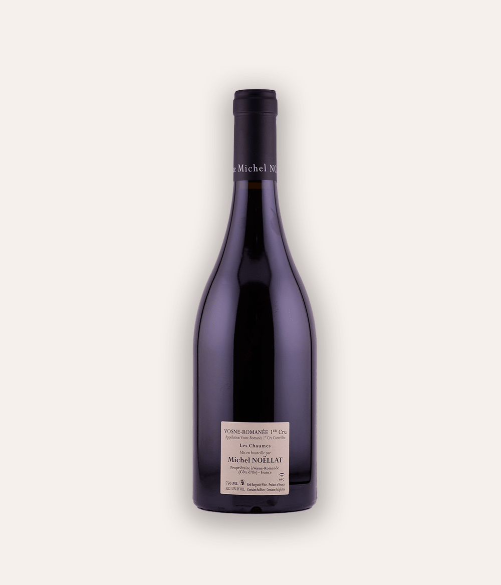 Weinflasche Domaine Michel Noëllat - Vosne-Romanée AC 2021 – dunkle Burgunder-Flasche mit navy Kapsel und M-Monogramm, Domaine Michel Noëllat Etikett