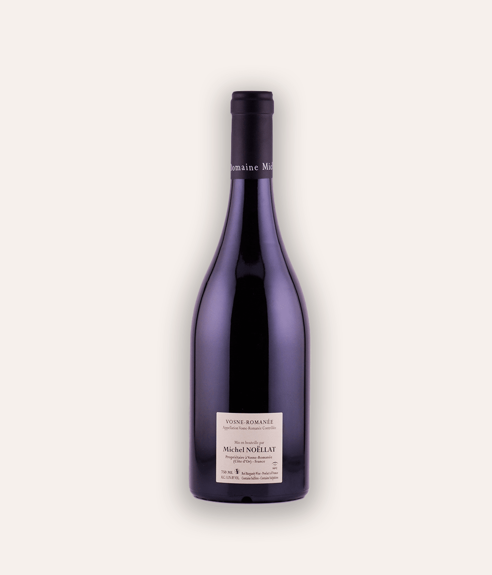 Weinflasche Domaine Michel Noëllat Les Suchots Premier Cru 2021 – dunkle Burgunder-Flasche mit navy Kapsel und M-Monogramm, Domaine Michel Noëllat Etikett
