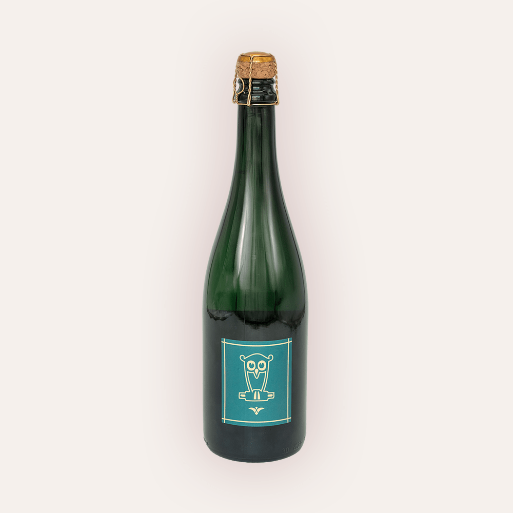 Weinflasche Weiser-Künstler – Riesling Sekt brut zero 2022 – Mosel, Eulen-Logo, Weiser-Künstler